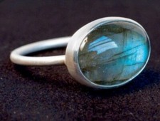 Natural Labradorite Gemstone 925 Sterling Silver Wedding Ring Gift For Her C-743