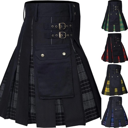 Kilts Men's Utility Kilt for Men Modern Hybrid Cotton & Tartan Kilts Scottish - Picture 8 of 29