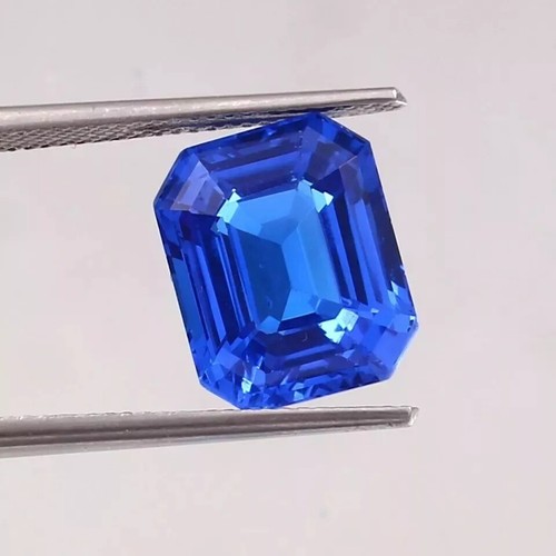 AAA Flawless 9.18 Ct Vietnam Blue Color Spinel Emerald Cut Gemstone Natural - Bild 3 von 4