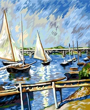 Margot de Paris Needlepoint canvas for halfstitch without yarn Sailboats In A...