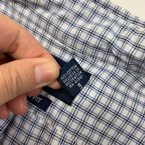 Ralph Lauren Shirt Mens L Large White Blue Plaid Classic Fit Short Sleeve Cotton - Picture 6 of 12