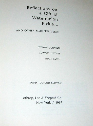 REFLECTIONS ON A GIFT OF WATERMELON PICKLE '67 POETRY BOOK EVE MERRIAM AUTOGRAPH - Picture 6 of 9