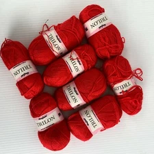 8 Skeins New Lipstick Red Hayfield Trilon Nylon Yarn Fingering 3 Ply England
