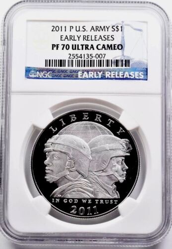 2011 U.S. ARMY Dollar NGC PF70💥FLAWLESS QUALITY💥Early Releases - Foto 1 di 4