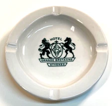 IONIA Hellas Grande Bretagne Athene Hotel Porcelain Ashtray Green White 5.5"