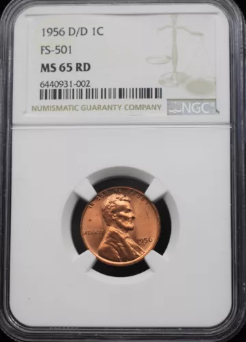 1956-D/D Lincoln Wheat Cent 1C NGC MS65RD - FS-501 RPM ERROR (63416)
