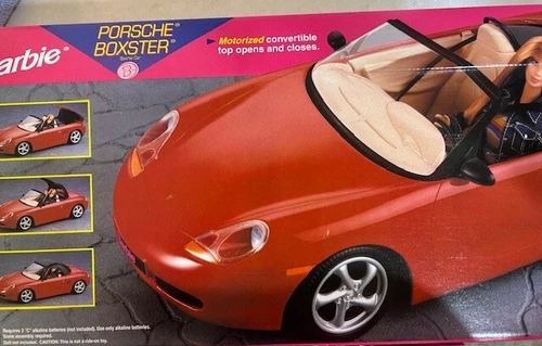 Vintage 1998 BARBIE PORSCHE BOXSTER Red Sports Car MOTORIZED CONVERTIBLE New