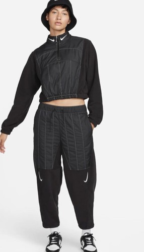 NIKE WOMEN’S SWOOSH CURVE PLUSH TROUSERS PANTS QUILT BLACK SMALL dd5614 010 - Picture 7 of 8