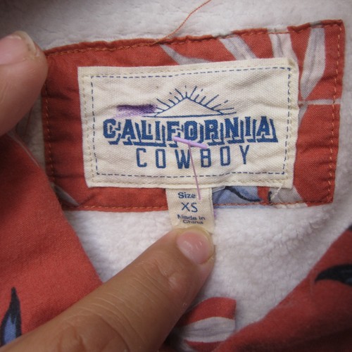California Cowboy Hemd Herren XS Orange Knopfleiste Sherpa Liend Hawaii Blumen - Bild 9 von 13