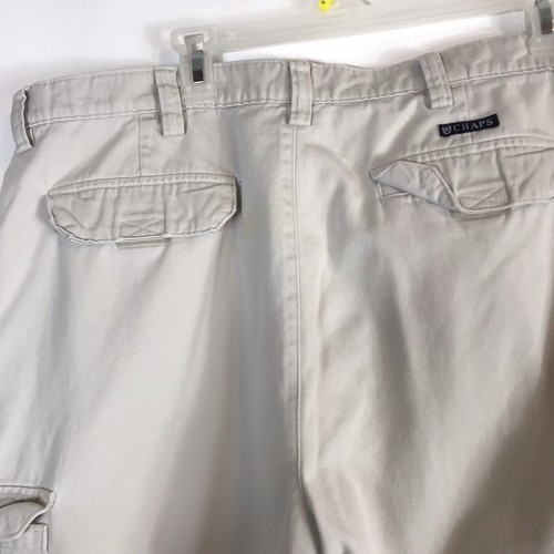 Men's Chaps Basic Solid Pockets Khaki Pockets Cargo Pants Size 36 - Picture 7 of 8
