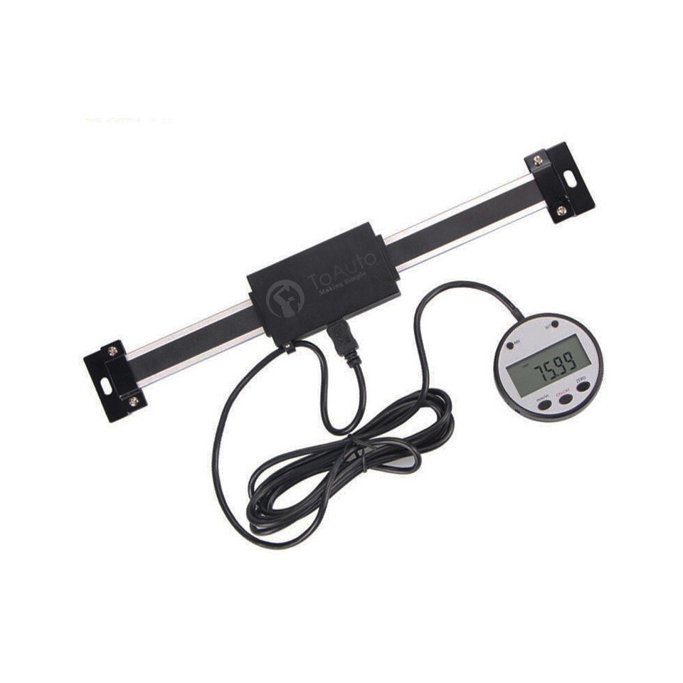 Digital Readout Linear Scale – 0-300mm Range, 0.01mm Precision – Remote LCD Display – 120 Ips Measurement Speed – Mounting Holes – Black 450x70x40mm