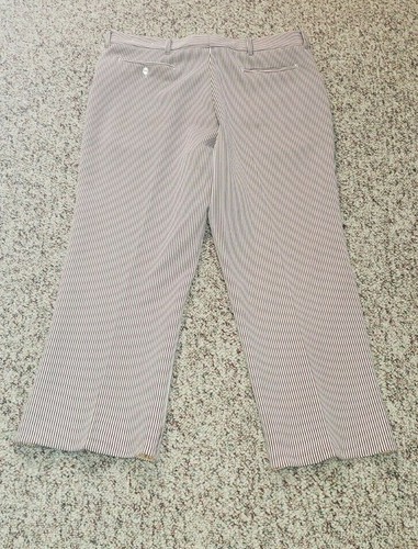 VINTAGE MENS HABAND OF PATERSON SLACKS PANTS 36X26.5 RED WHITE RIBBED PINSTRIPES - Picture 7 of 9
