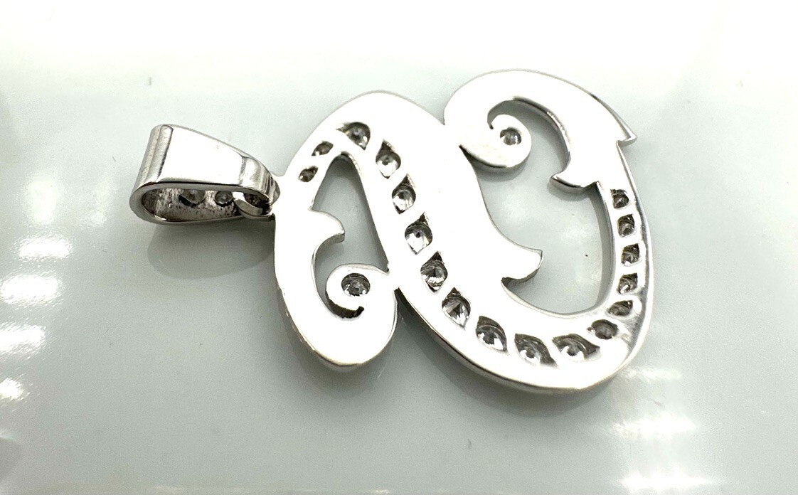 Pendentif Or Blanc 18 Carats Lettre S Diamants 0,80 Carat - 5,15 G, Magnifique, Occasion