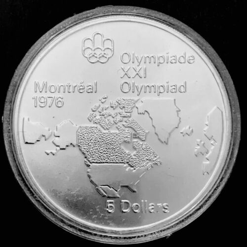 1973 MRC Canada pièce d'argent 5$ cinq dollars 1976 Jeux Olympiques de Montréal Olympiade - Photo 1 sur 2