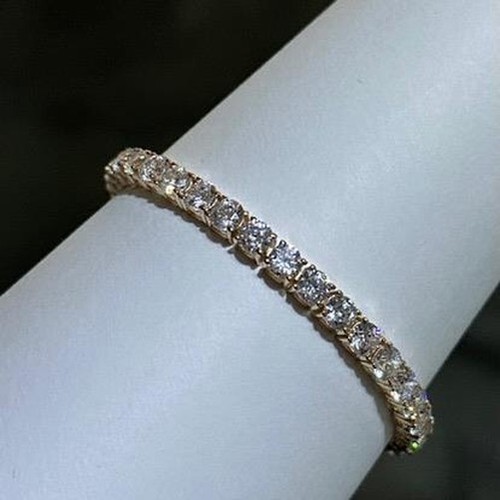 Rose Gold Sterling Bracelet White Sapphire Round Cut 6" Length Tennis Bracelet - Picture 7 of 12