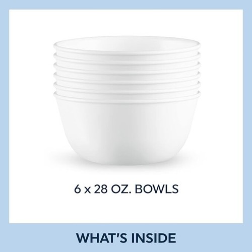 Corelle Soup Bowl, Winter Frost White, 828 ml Capacity (6-Piece Set) Bowl Food - Picture 2 of 6