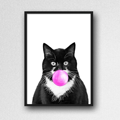 Katze Druck BILD KAUGUMMI WANDBILD A4 ungerahmt Portrait glänzend 10