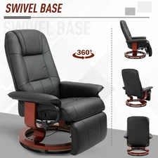 Swivel Faux Leather Recliner with Footrest Armrest - Living Room Lounge Chair