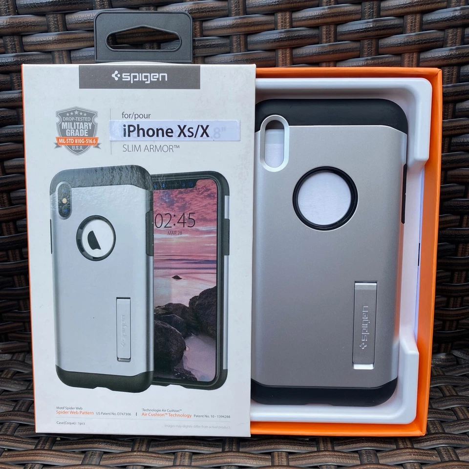 GENUINE SPIGEN IPHONE XS / X SLIM ARMOR CASE | SATIN SILVER - Image 3 of 4