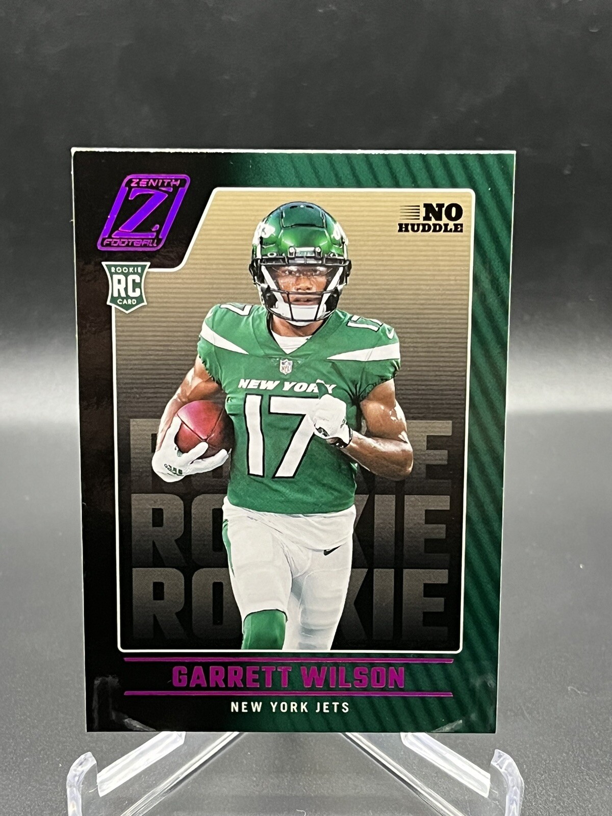 2022 Zenith Football Purple Parallel No Huddle Garrett Wilson RC No. 106