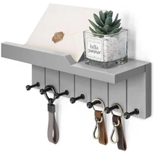 Modern Key Holder Wall Mount - Decorative Key and Mail Holder for Wall with S...