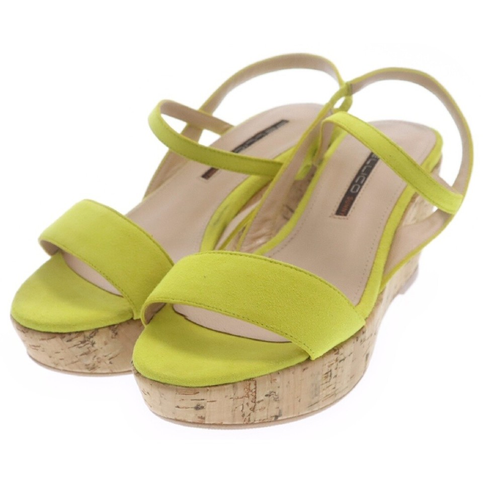 PELLICO Womens Perrico Cork Wedge Heel Suede Strappy Sandals Yellow
