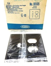 Leviton MID-WAY Brown 2-Gang/1-Duplex/1-Toggle Wall Plate 80505 [Lot of 25] NOS