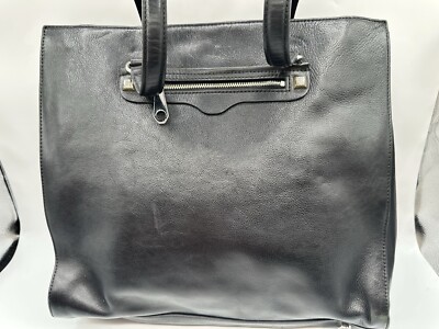 Rebecca Minkoff 'Always On Side Zip Regan' Black Leather Tote Shoulder  Handbag