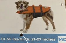 Outward Hound Dog Granby Splash Life Jacket Sz Medium Orange 22020 30-55 lb