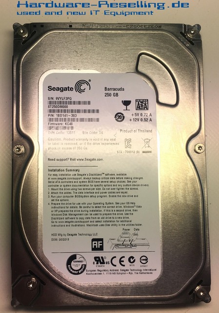 Seagate 250GB 7 2k SATA 16MB ST250DM000 1BD141-303 3 5 " HDD for sale ...