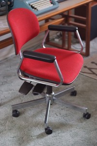 Vintage Retro Mid Century Red Swivel Executive Office Desk Chair Chrome Rare Ebay