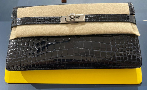 HERMÈS Kelly Alligator Crocodile Pochette Bag Purse Handbag Clutch Bag + - Picture 2 of 12