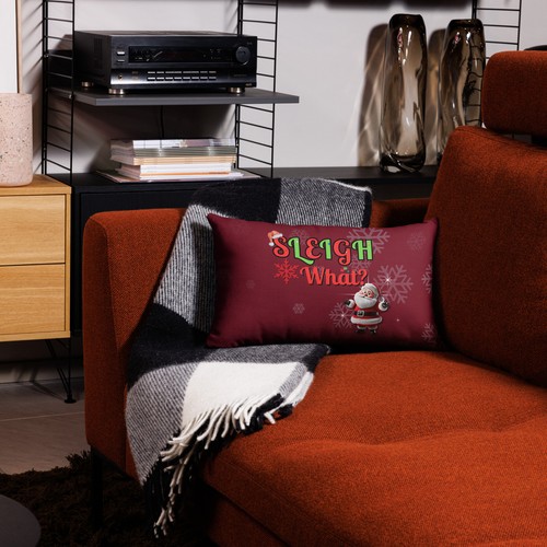Sleigh What? Polyester Throw Pillow Case - Christmas Decor, Linen Feel - Picture 9 of 13