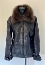 FENDI GENUINE ANACONDA BLACK JACKET WITH FOX COLLAR. Sz L. extremely rare