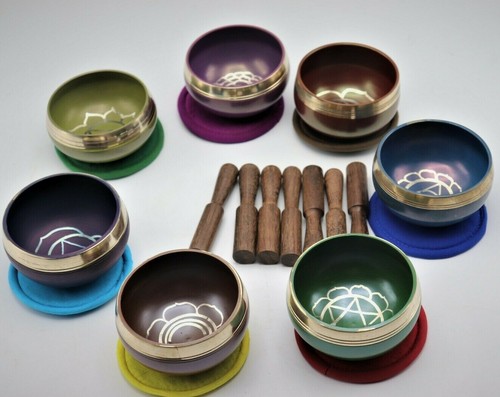 color set of 7-Healing Tibetan Singing Bowl sound bowl-Meditation, gift set bowl - Picture 2 of 7
