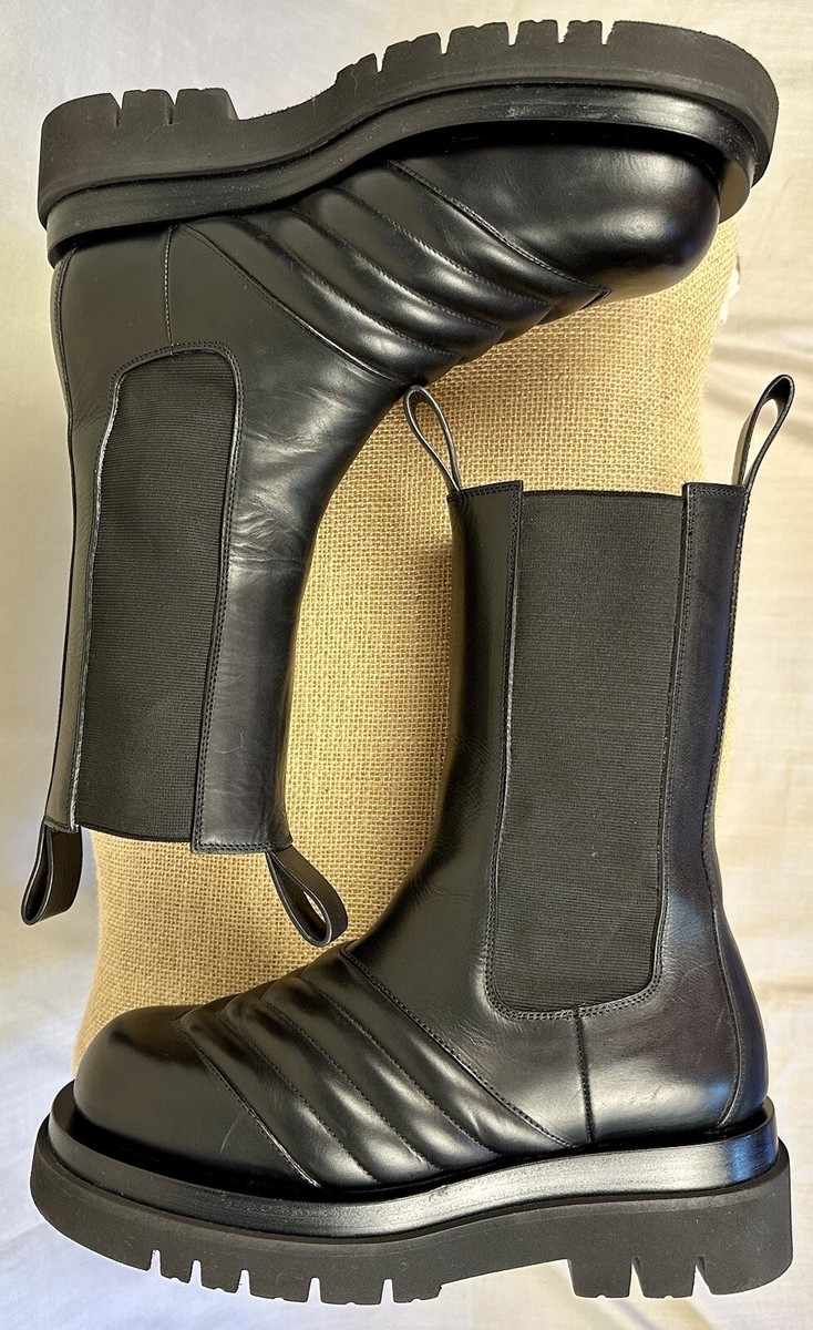 Auth Bottega Veneta Chelsea Black Guilted Heel Platform Auth Bottega Veneta Chelsea Black Guilted Heel Platform