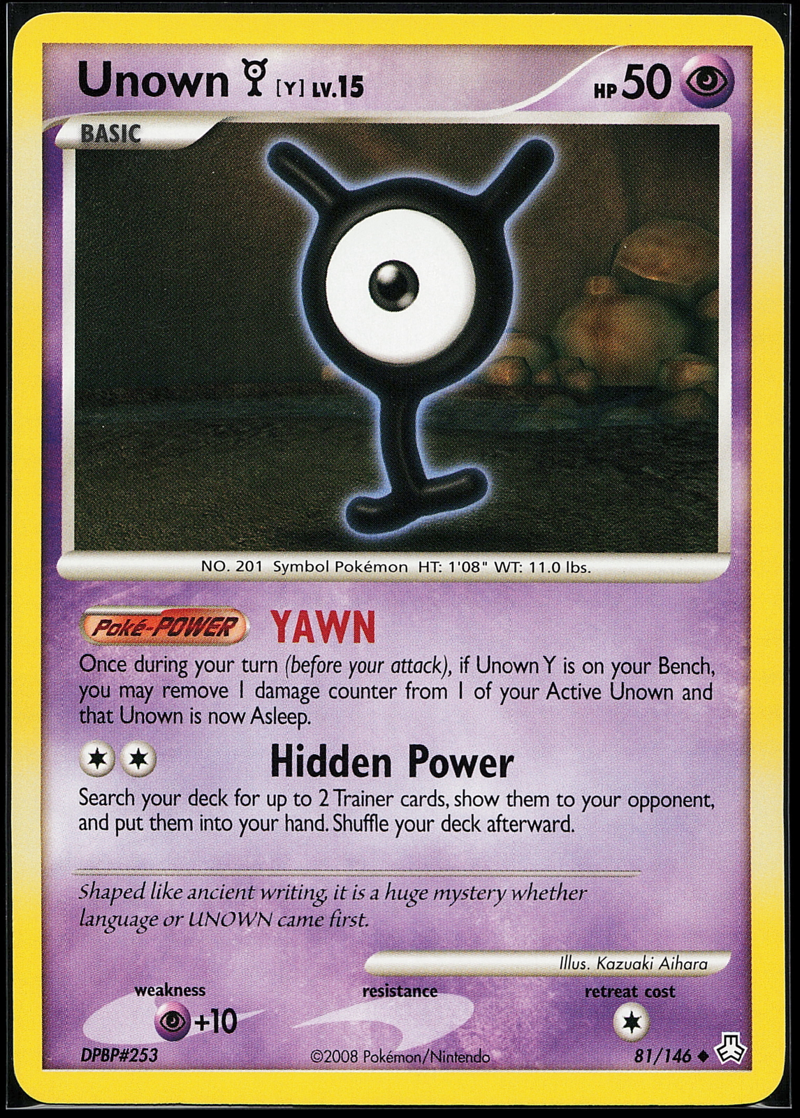 Unown (Y) 81/146 Uncommon Legends Awakened Pokemon Card