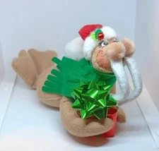 Annalee Doll Large Brown Walrus Santa Hat Present Christmas Felt Animal
