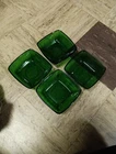 Set Of 4 Vintage Anchor Hocking Charm Forest Green Serving Bowls
