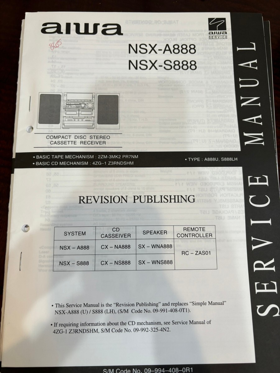 AIWA NSX-A888 NSX-S888 CX-NA888 CX-NS888 865 1129 Service