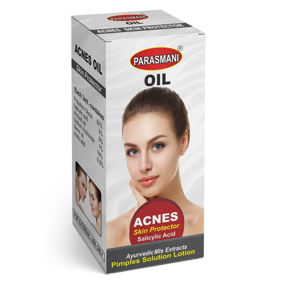#NO 1 Aceite facial ayurvédico PARASMANI para el control del acné con neem, aceite de árbol de té 3 ml Foto 2 de 4