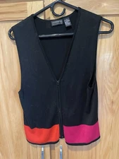 Liz Claiborne Collection Sleeveless Zip Rayon Sweater Top Shirt Women’s Med