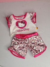 Build A Bear Hello Kitty Pajamas Heart Shirt Shorts Pink White Silky Sanrio