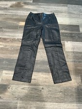 Together 100 Leather Women vintage Pants Polyester Lined Size 12 Black laceing