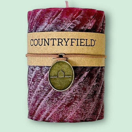 Party Candle Pillar Candle Dark Red Rustic Twisted Approx. 48Std, 3 7/8in x 3in - Picture 2 of 3