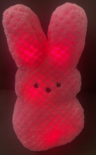 Easter Peeps Pink Bunny Plush Lights Up All Different Colors New Without Tags - Picture 4 of 7