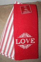 Set Of 2 Red Love Kitchen Towel 15 X 25 100% Cotton Set Of 2 Red Love Kitchen Towel 15 X 25 100% Cotton