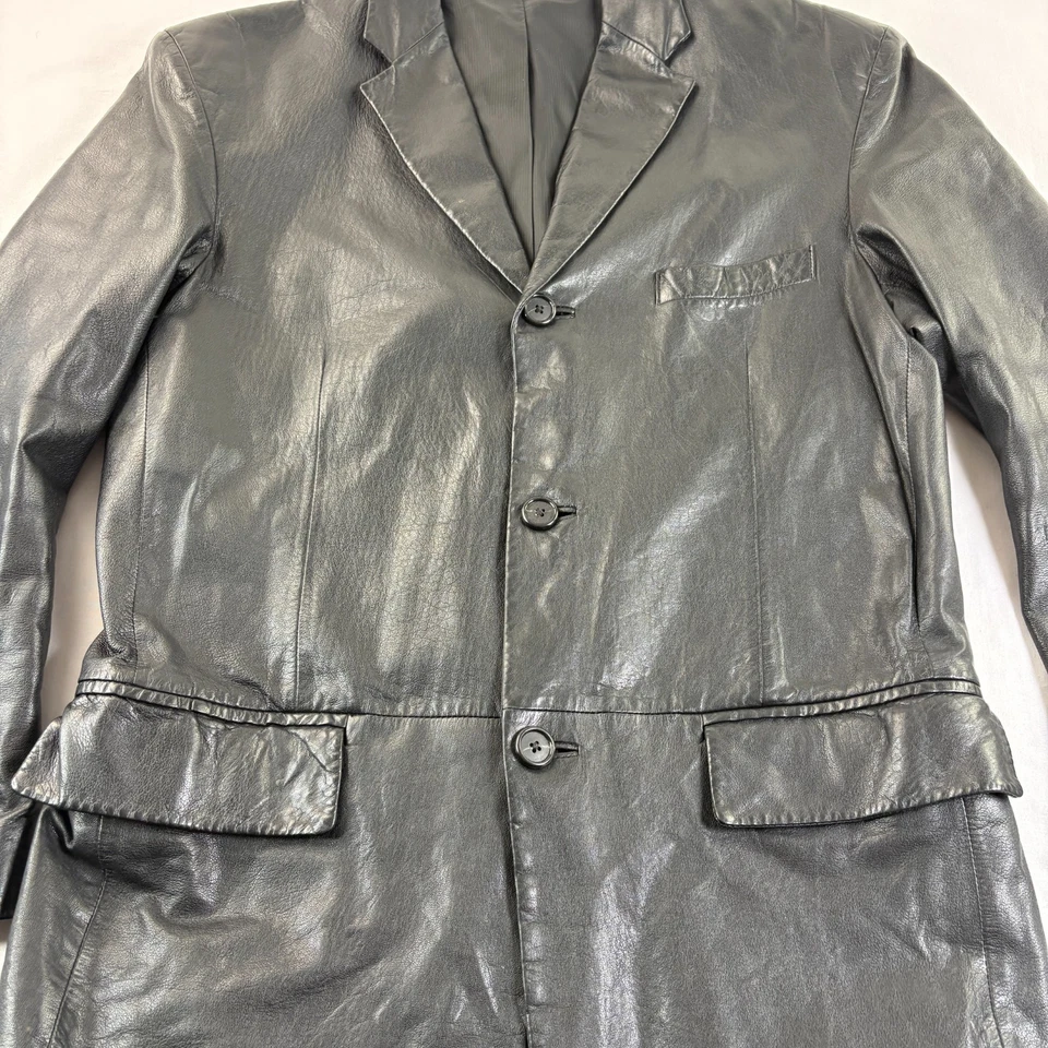 Chaqueta de cuero Alfani para hombre mediana negra con botones Blazer Abrigo Foto 2 de 4