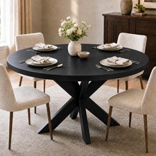 47" Solid Wood Round Dining Table Farmhouse Circle Kitchen Table for 4-6 People