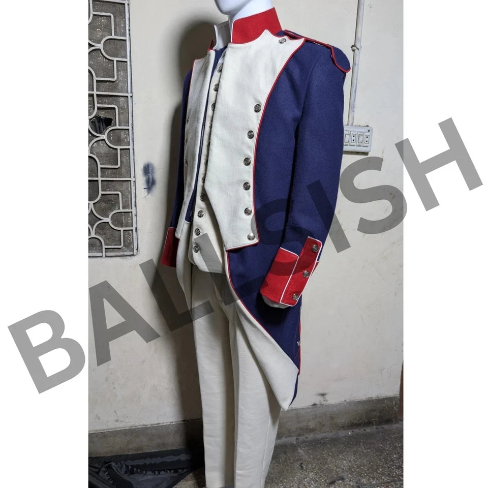 Uniforme de guerra revolucionaria americana estilo ejército continental conjunto completo de 3 piezas Foto 3 de 4